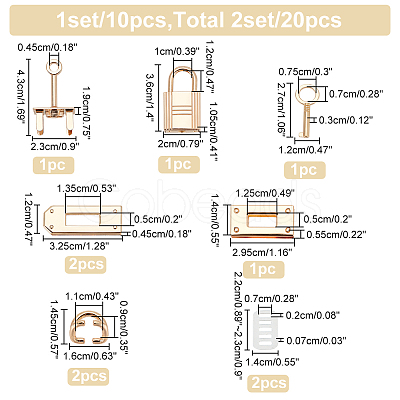 WADORN 2 Sets Alloy Bag Lock Clasp Set FIND-WR0006-89-1