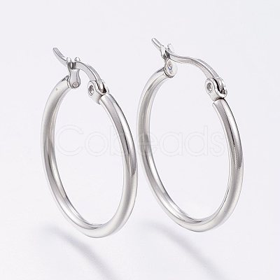 Tarnish Resistant 304 Stainless Steel Hoop Earrings EJEW-F105-09P-1