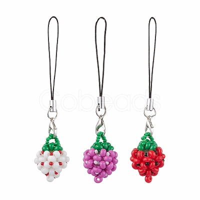 3Pcs Glass Seed Beads Mobile Straps HJEW-MZ00101-1