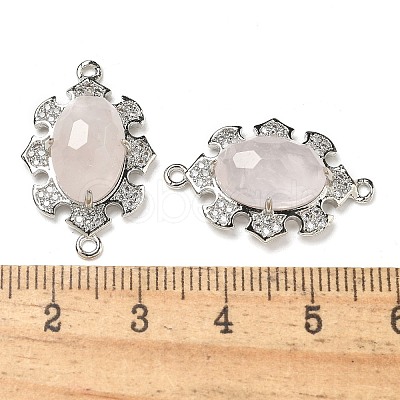 Natural Rose Quartz Faceted Oval Connector Charms G-G181-06P-10-1