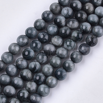 Natural Hawk's Eye Beads Strands X-G-S333-8mm-027-1