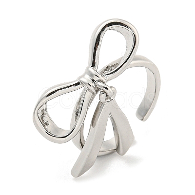 Bowknot Brass Cuff Rings RJEW-L113-015P-01-1