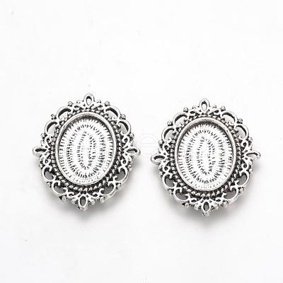 Tibetan Style Alloy Cabochon Settings TIBE-Q073-76AS-1