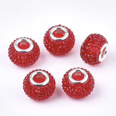 Resin Rhinestone European Beads RPDL-T002-03F-1