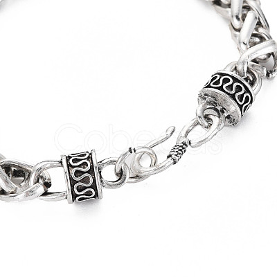 Alloy Wheat Chain Bracelet with Column for Men Women BJEW-N015-010-1