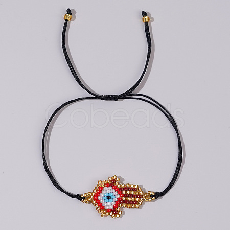 Colorful Beaded Woven Palm Eye Bracelet Ethnic Style Gift for Friend KS3758-2-1