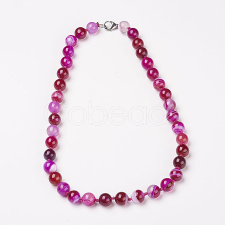 Natural Dyed Agate Beads Necklaces NJEW-F139-8mm-16-1