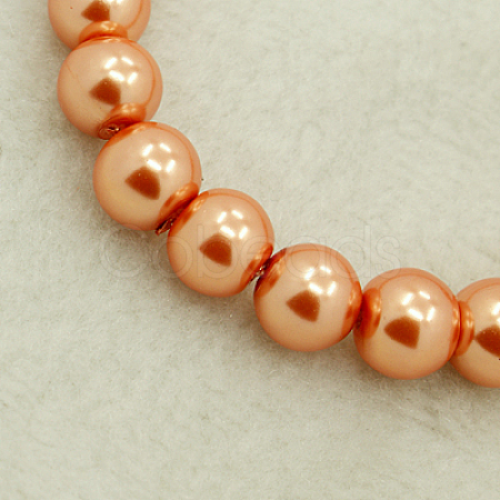 Pearlized Glass Pearl Round Beads Strand X-HY-8D-B36-1