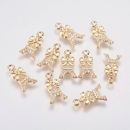 Brass Micro Pave Cubic Zirconia Charms KK-A144-053G-1
