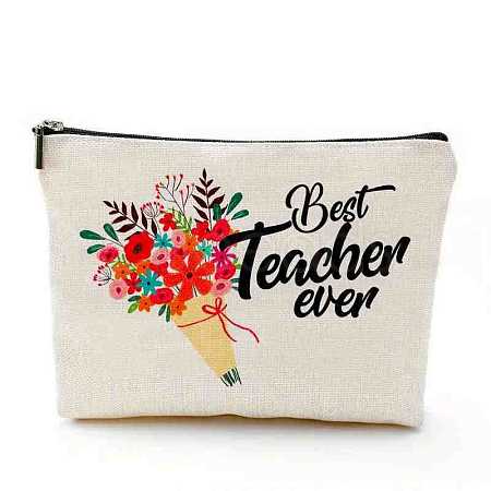 Teachers' Day Cotton Linen Cosmetic Bag PW-WG62416-03-1