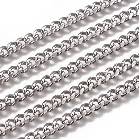 Handmade 304 Stainless Steel Cuban Link Chains STAS-F229-07C-P-1