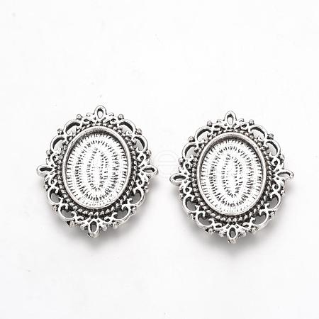 Tibetan Style Alloy Cabochon Settings TIBE-Q073-76AS-1