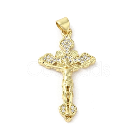 Rack Plating Brass Micro Pave Cubic Zirconia Pendants KK-C052-10B-G-1