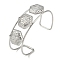 Non-Tarnish 304 Stainless Steel Wide Textured Open Cuff Bangles, Hexagon, 2-1/2~2-3/4 inch(6.5~7cm)x1-7/8 inch(4.7cm)