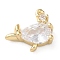 Brass Micro Pave Cubic Zirconia Pendant, Marine Animal, Golden, Whale, 10x11x4mm, Hole: 0.5mm