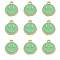 Alloy Enamel Charms, Flat Round with Smiling Face, Light Green, 14.5x12x1.5mm, Hole: 1.5mm