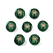 Synthetic Malachite Beads, with Golden Tone Brass Slices, Flat Round with Constellations, Cancer, 15x4mm, Hole: 1mm