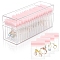 Rectangle Acrylic Jewelry Organizer Storage Boxes, with 20Pcs Anti-oxidation PVC Jewelry Zip Lock Bags, Pearl Pink, 21x7.1x9.7cm, bag: 8x6cm