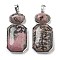 Natural Rhodonite Human Body Shaped Pendants, Rack Plating Brass Oval & Rectangle Charms, Platinum, 50x22.5x8mm, Hole: 8x5mm