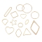 Brass Assorted Findings, Geometric Figure Series, Real 18K Gold Plated, 13~42x6.5~26x0.7~1mm