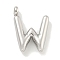 Non-Tarnish 304 Stainless Steel Pendants, Letter Charm, Stainless Steel Color, Letter W, 24x12.5x5.5mm, Hole: 3mm