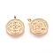 Brass Pendants, for DIY Jewelry Making, Nickel Free, Flat Round, Real 18K Gold Plated, 18.5x15x2mm, Hole: 1x1.2mm