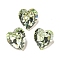 Glass Rhinestone Cabochons, Flat Back & Back Plated, Faceted, Heart, Chrysolite, 5.5x5x3.5mm