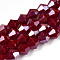 Opaque Solid Color Electroplate Glass Beads Strands, Pearl Luster Plated, Faceted, Bicone, Dark Red, 6x5.5mm, Hole: 1mm, about 45~47pcs/strand, 9.65~9.84 inch(24.5~25cm)