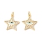 Brass Micro Pave Clear Cubic Zirconia Pendants, with Jump Rings and Enamel, Cadmium Free & Lead Free, Real 18K Gold Plated, Long-Lasting Plated, Star with Eye, White, 17.5x16x2mm, Hole: 3mm