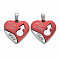 Alloy Pendants, with Crystal Rhinestone, Cadmium Free & Nickel Free & Lead Free, Heart with Word Love, Indian Red, 27x26x4mm, Hole: 4x6mm