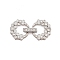 Brass Micro Pave Clear Cubic Zirconia Fold Over Clasps, Flower, Platinum, 27x13.5x4.5mm, Hole: 4x1mm