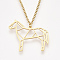 201 Stainless Steel Pendant Necklaces, with Cable Chains, Horse, Golden, 17.5 inch~17.9 inch(44.5~45.5cm), 1.5mm, Horse: 26x30x1mm