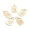 Brass Pendants, with Jump Rings, Long-Lasting Plated, Polygon with Arrows, Real 18K Gold Plated, 17x11x2mm, Hole: 4.4mm