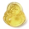 Glass Pendants, Figure of Buddha, Yellow, 39x36x14mm, Hole: 1mm