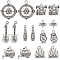 SUNNYCLUE 64Pcs 8 Style Camping Theme Tibetan Style Alloy Pendants, Mixed Shapes, Antique Silver, 12.5~32.5x6~25x2~7mm, Hole: 1.5~3mm, 8pcs/style