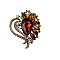 Alloy Rhinestone Brooch for Backpack Clothes, Heart, Smoked Topaz, 66x53mm