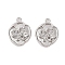 Brass Pendants with Clear Glass, Flower Charm, Real Platinum Plated, 14.5x11.5x3.5mm, Hole: 1.2mm