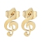 PVD Vacuum Plating 304 Stainless Steel Stud Earrings for Women, Musical Note, Golden, 13x6.5mm