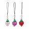 3Pcs Glass Seed Beads Mobile Straps, Strawberry, Mixed Color, 9.2cm, 3pcs/set