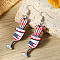 American Independence Day Ice Cream Wood Dangle Earrings, Independence Day Earrings, Colorful