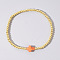 Brass Bead Stretch Bracelets for Women, with Plastic Cross, Coral, 6-7/8 inch(17.5cm)