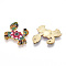 Printed Alloy Pendants, Light Gold, Crab Charms, Cerise, 19.5x20x1.5mm, Hole: 0.6mm