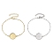 2Pcs 2 Colors 304 Stainless Steel Round Cabochon Setting Bracelets, Satellite Chain Bracelets Making, Golden & Stainless Steel Color, 18.9x0.2cm, Tray: 16mm, 1pc/color