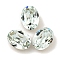 Glass Rhinestone Cabochons, Flat Back & Back Plated, Faceted, Oval, Light Azore, 8x6x4mm