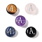 Natural Mixed Gemstone Beads, Flat Round with Letter, Letter A, 8.5~9x5~5.5mm, Hole: 1.2mm