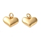 Rack Plating Brass Charms, with Jump Ring, Heart, Real 18K Gold Plated, 11x14.5x3mm, Hole: 3.5mm