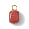 Natural & Synthetic Mixed Gemstone Cuboid Charms with Iron Loops PALLOY-JF02786-01-3