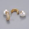 Brass Micro Pave Clear Cubic Zirconia Stud Earrings EJEW-K083-08G-2