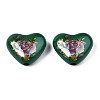 Flower Printed Opaque Acrylic Heart Beads SACR-S305-28-N04-2
