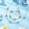 Plum Blossom Glass Links Necklace and Bracelet Sets SJEW-JS01293-01-2